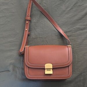 MANGO Brown Leather Crossbody Purse